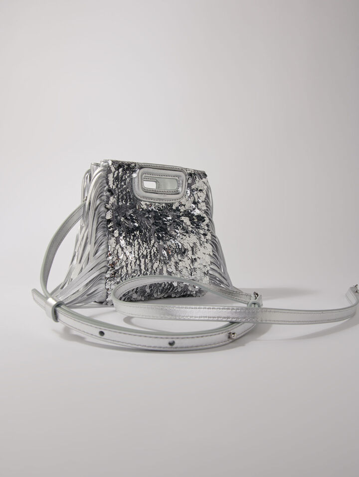 Bolso M mini de lentejuelas plateadas