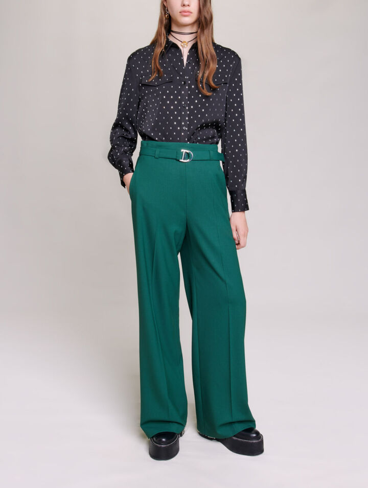 Camisa satinada con strass