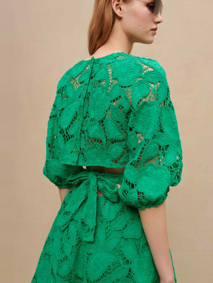 Vestido corto de algodón bordado