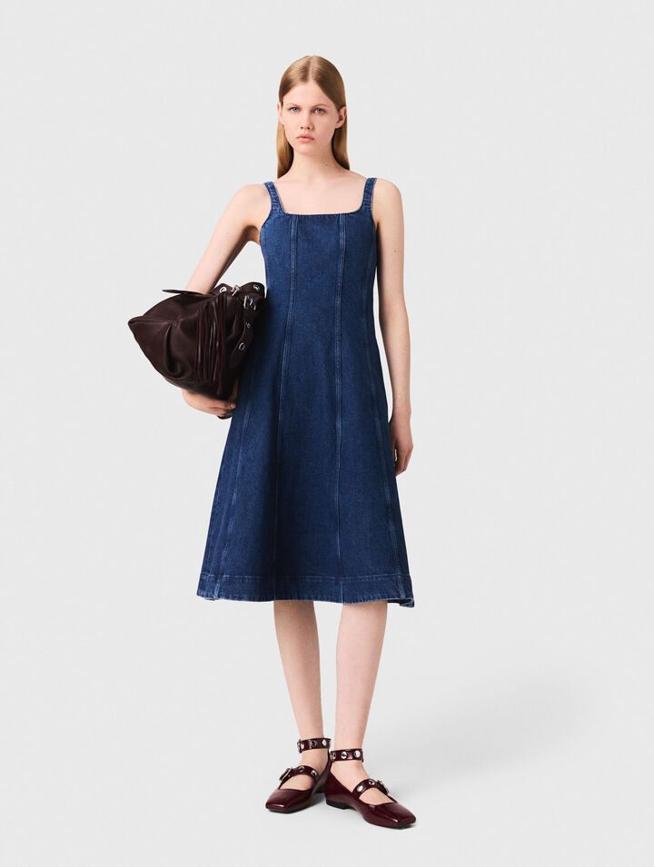 Vestido babydoll largo de denim