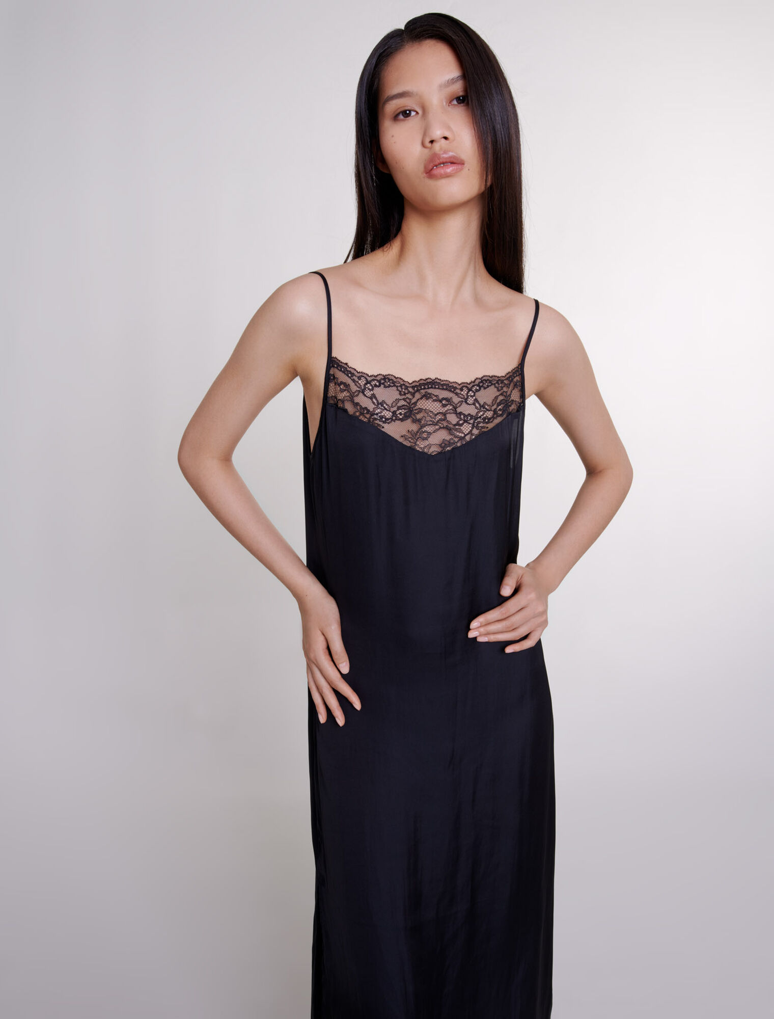 Vestido largo de satén