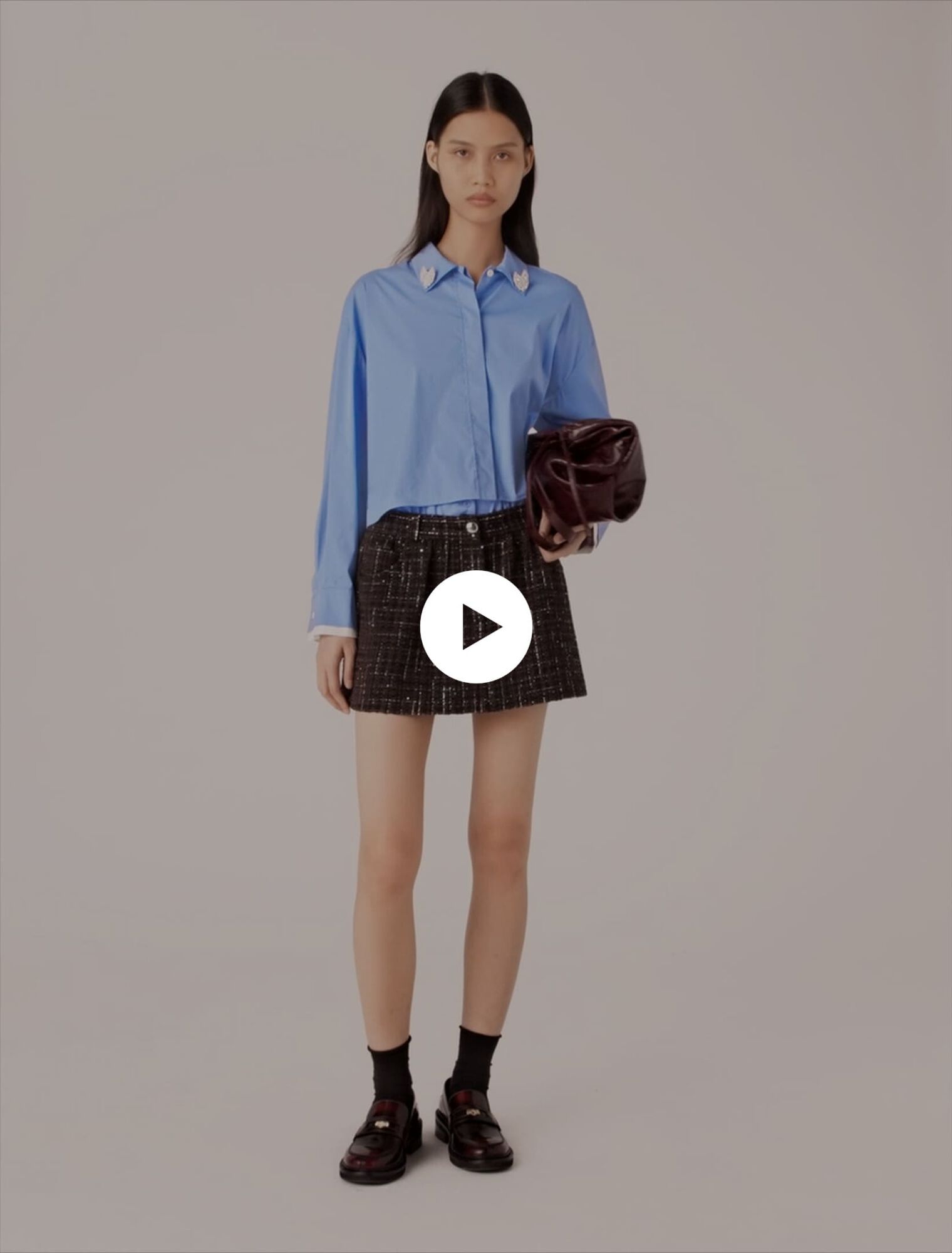 Short de tweed con banda elástica