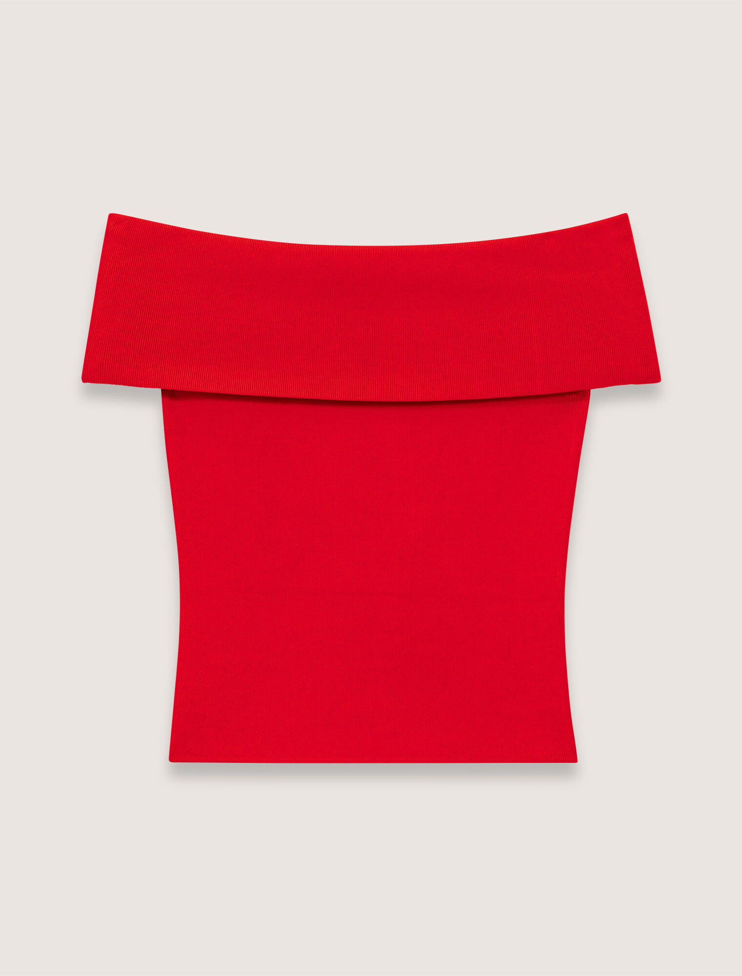 Top de punto de canalé cuello Bardot