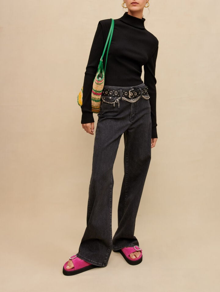 Vaquero baggy negro con cintur&oacute;n