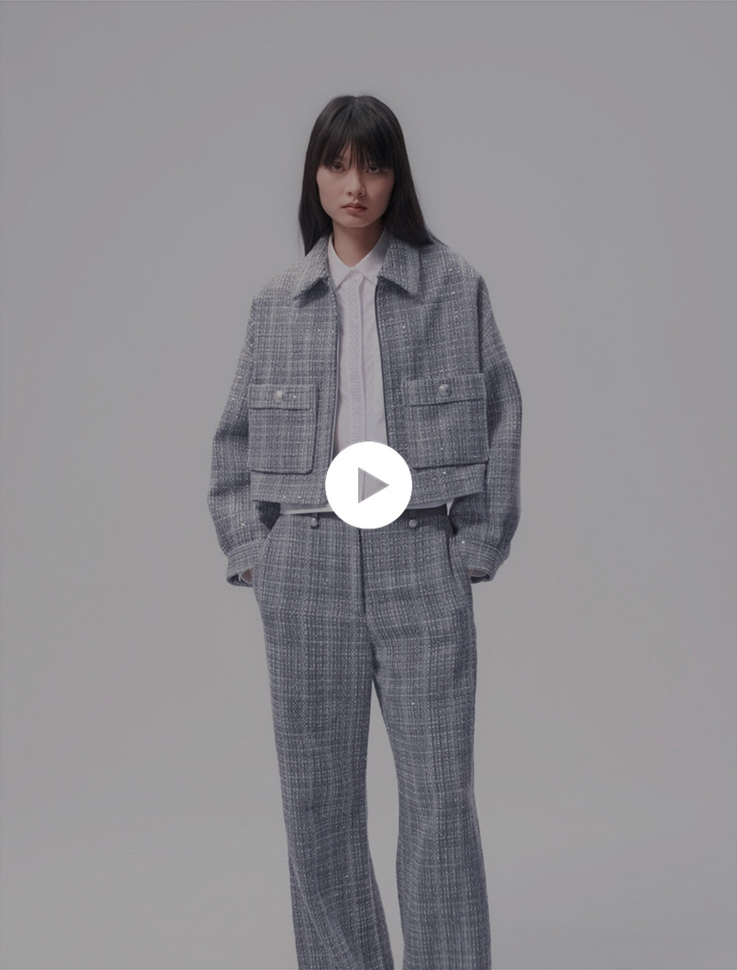 Cazadora corta de tweed