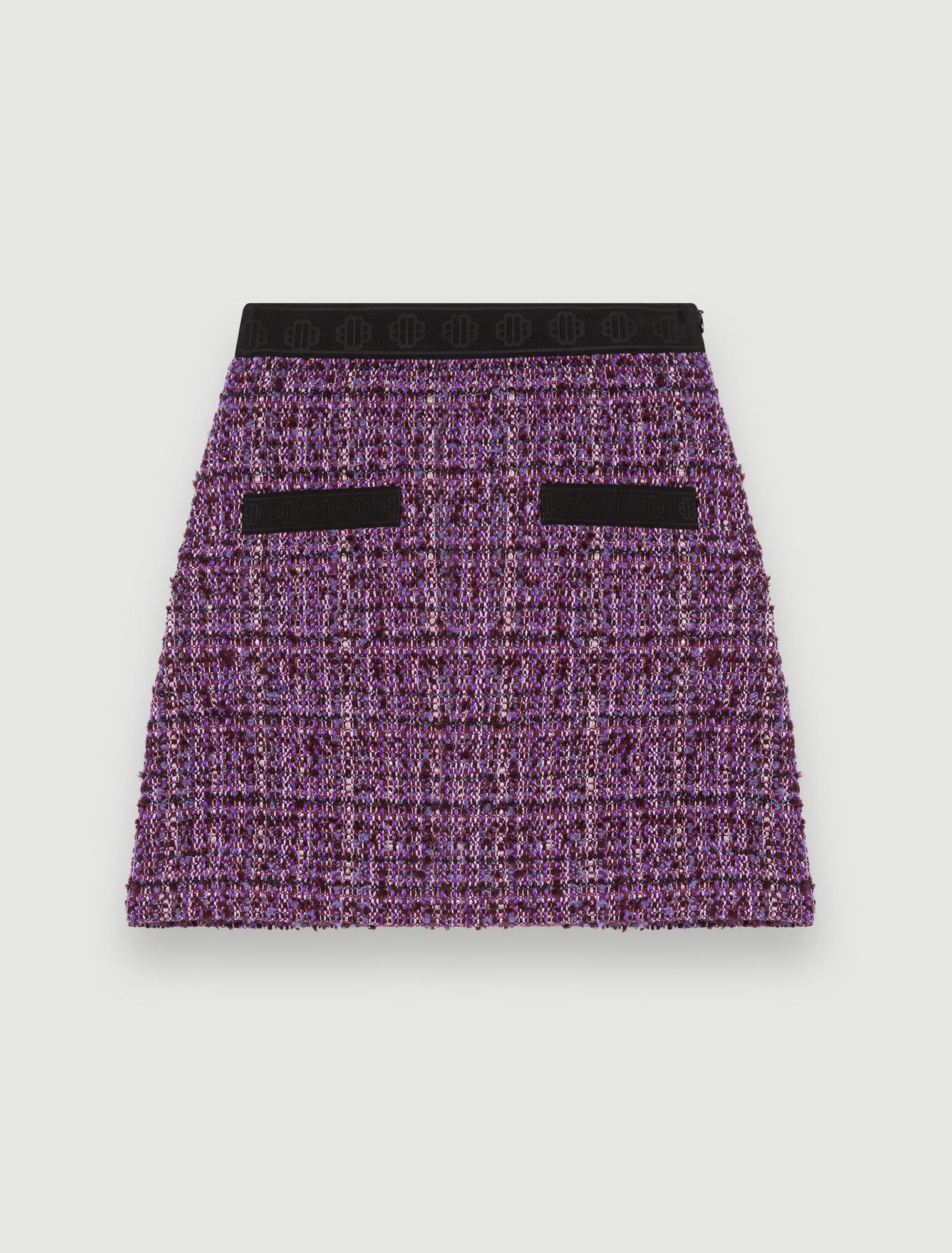 Falda de tweed púrpura y contraste