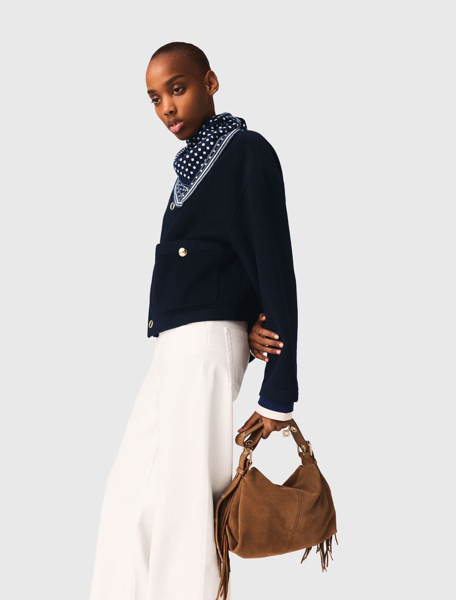 Chaqueta doble cara, gal&oacute;n trenzado