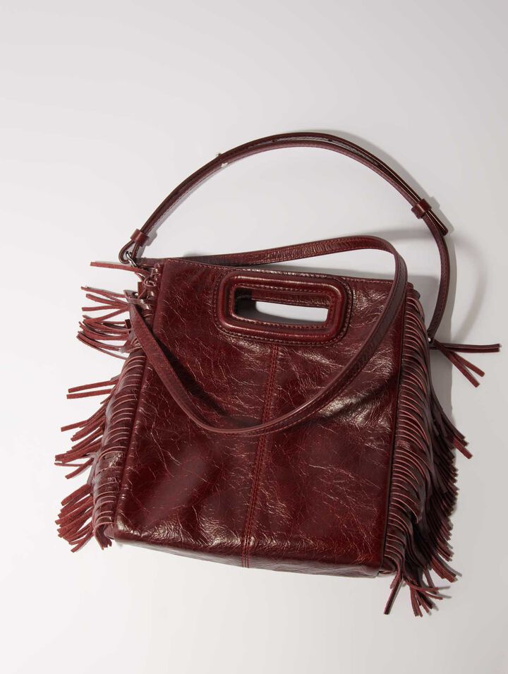 Bolso M de cuero agrietado