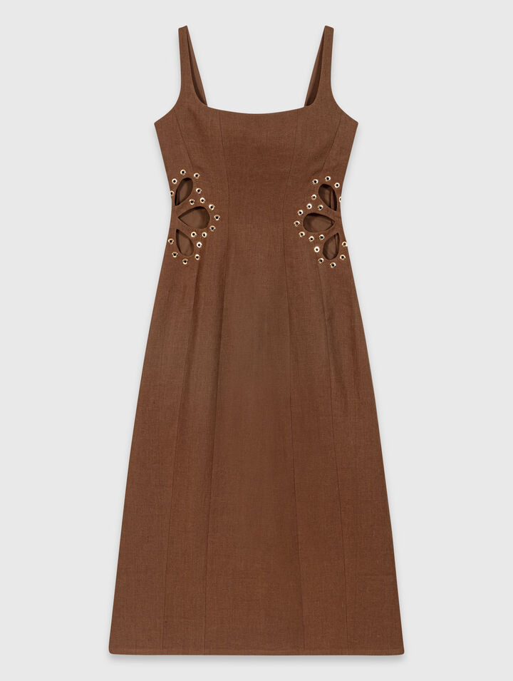 Vestido largo de mezcla de lino