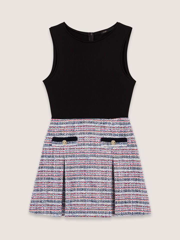 Vestido corto 2 en 1 de tweed