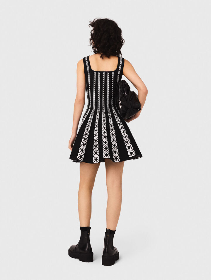 Vestido corto de punto jacquard