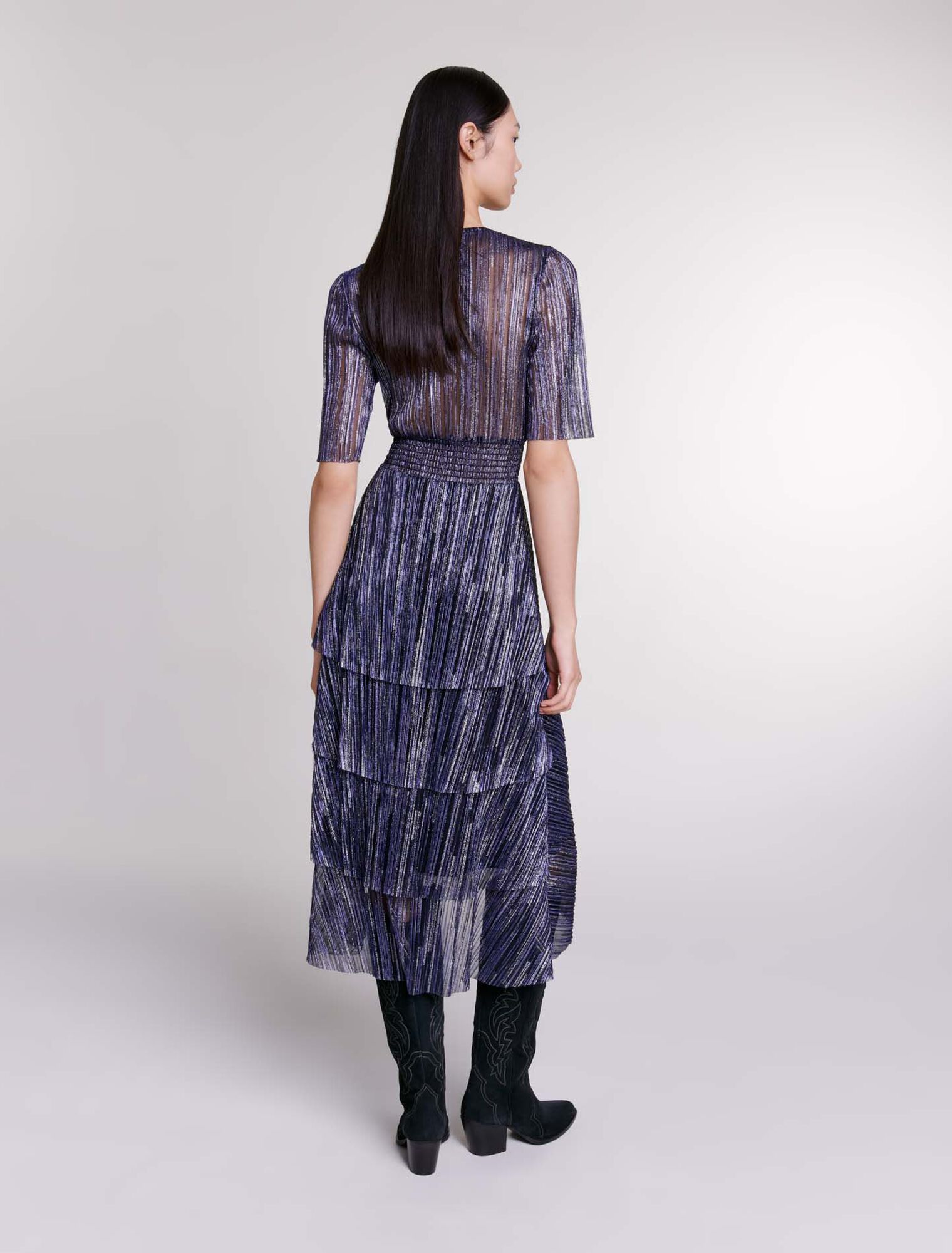 Vestido con volantes totalmente de lamé