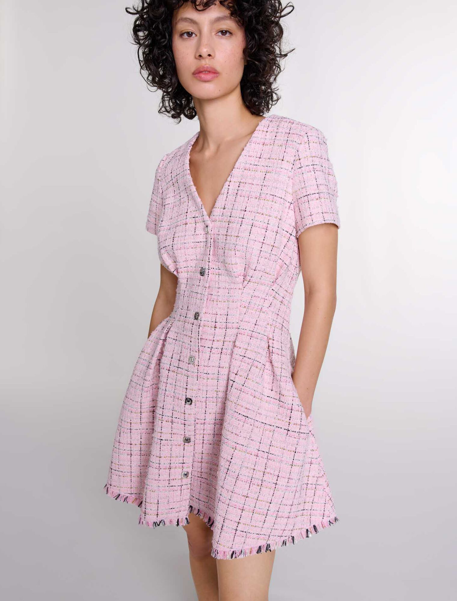 Vestido babydoll de tweed