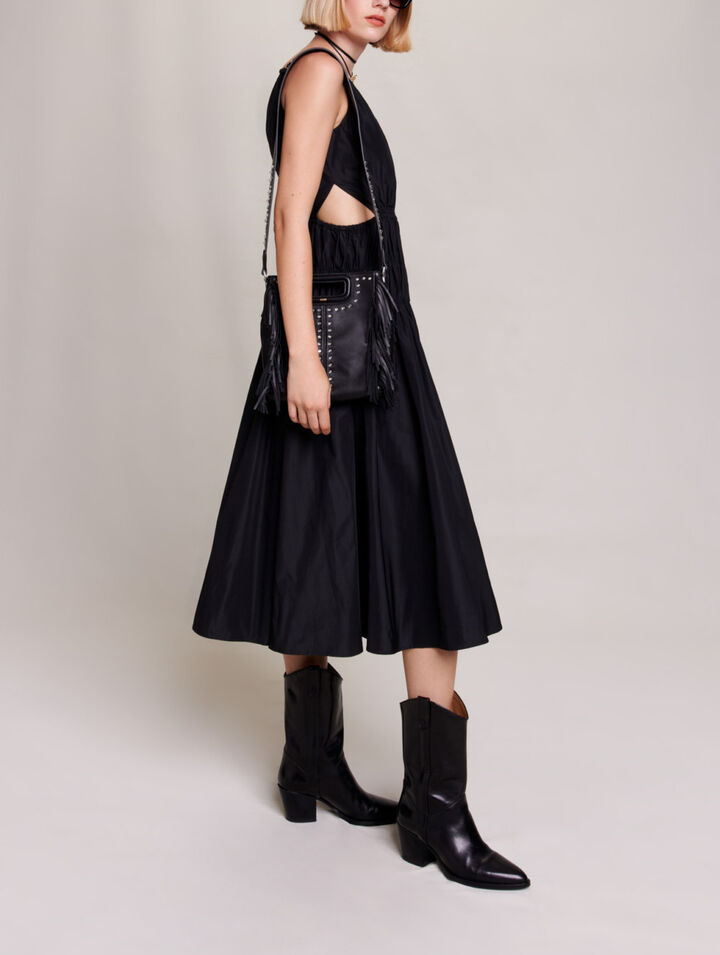 Vestido de tafetán abierto en la cintura