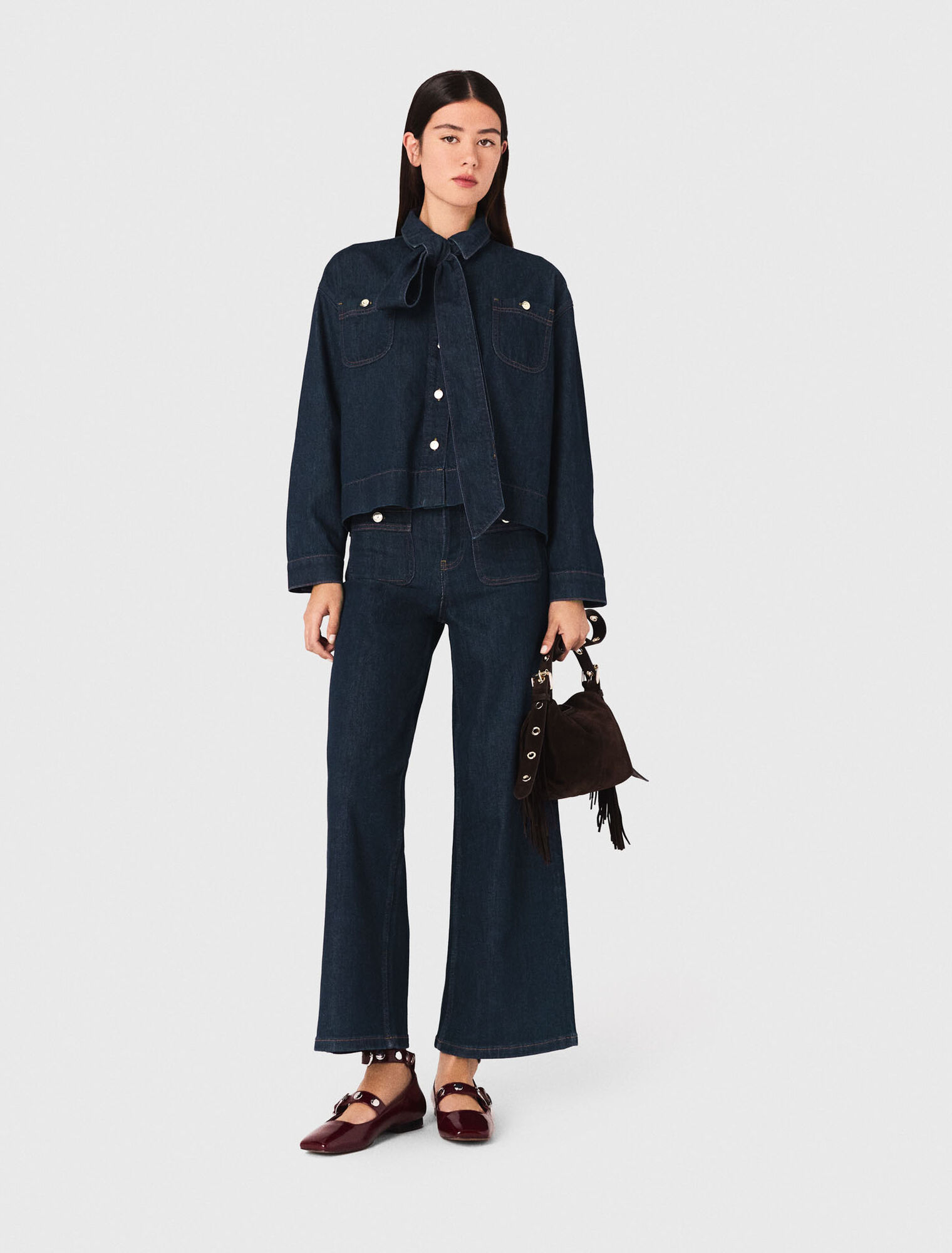 Camisa vaquera con lavallière