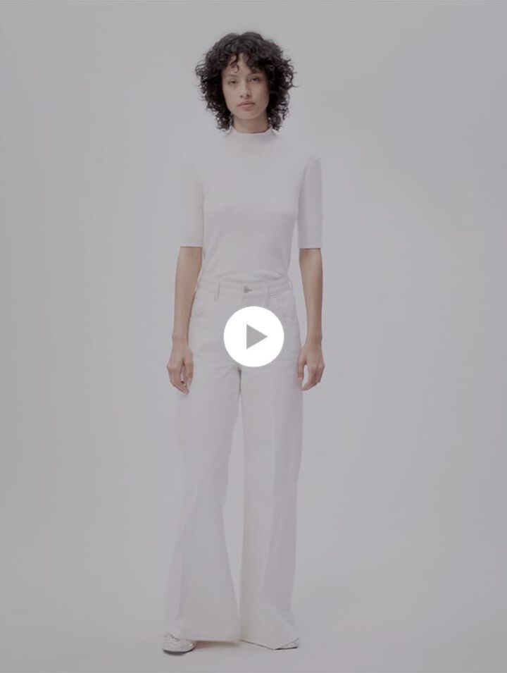 Vaquero ancho cintura alta bordado