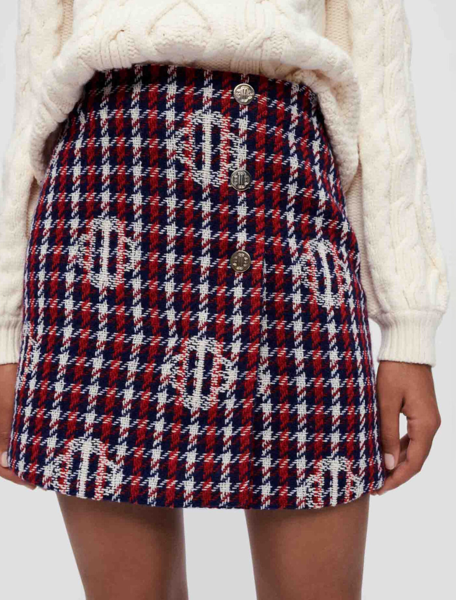 Falda jacquard de cuadros Clover