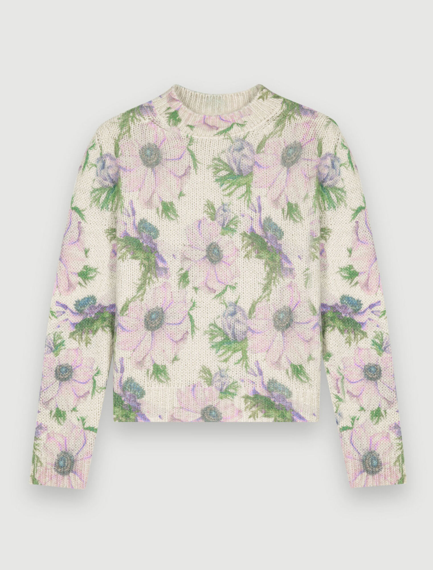 Jersey de jacquard esponjoso de flores