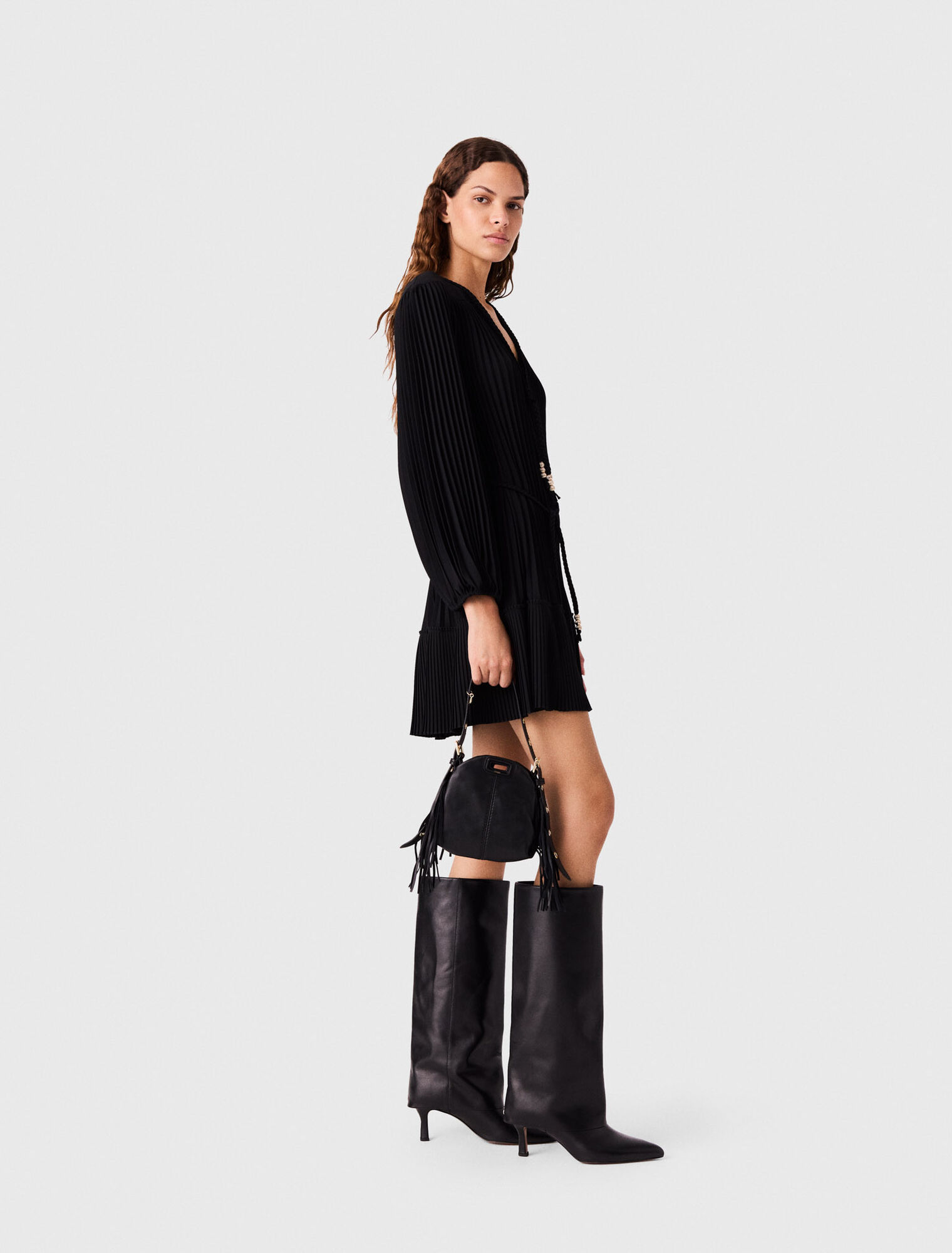 Vestido corto plisado