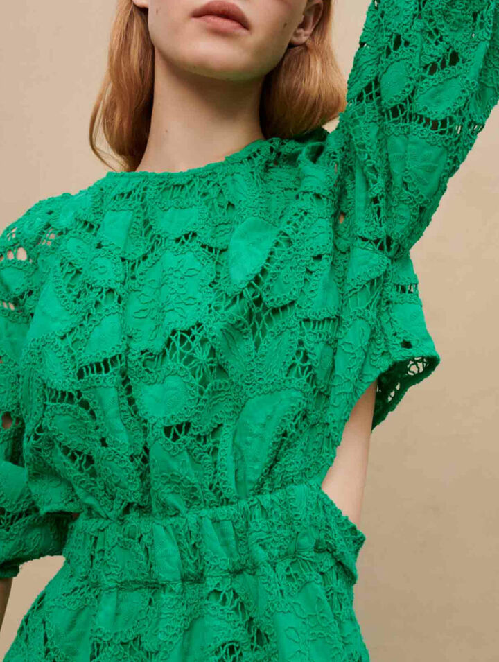 Vestido corto de algodón bordado