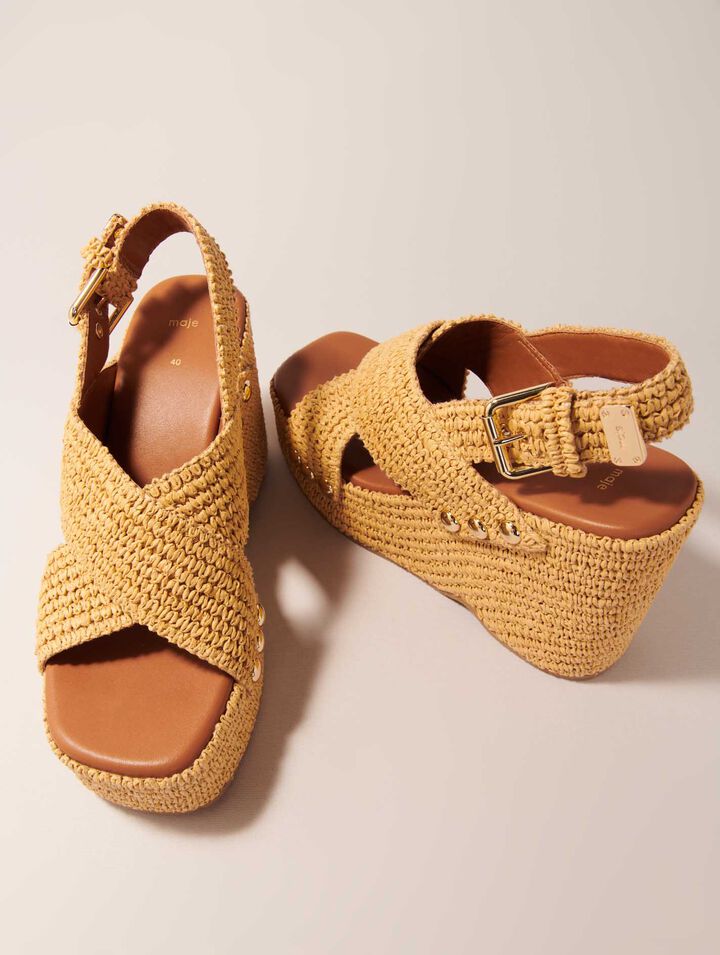 Sandalias de cuña efecto rafia