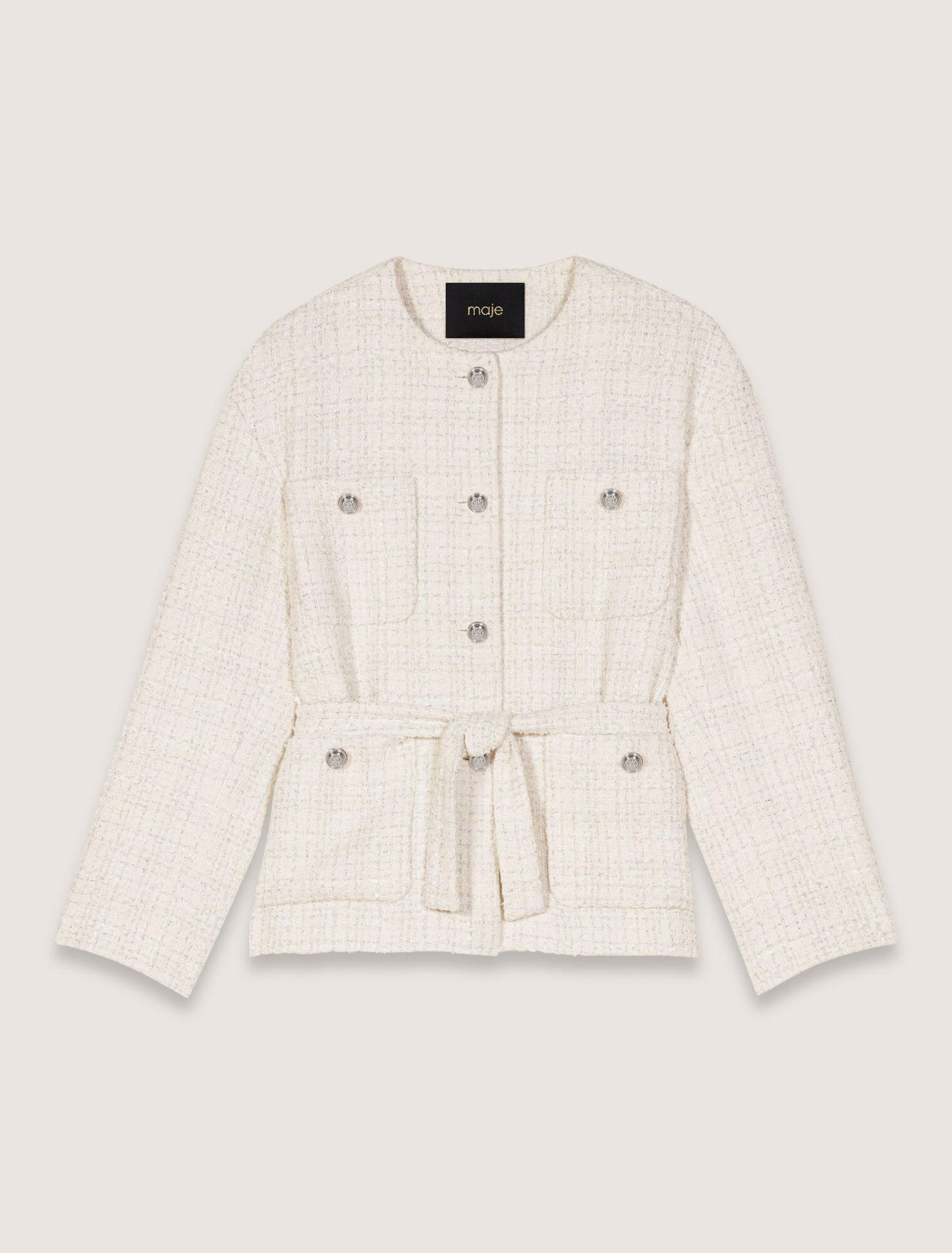 Chaqueta de tweed con cinturón