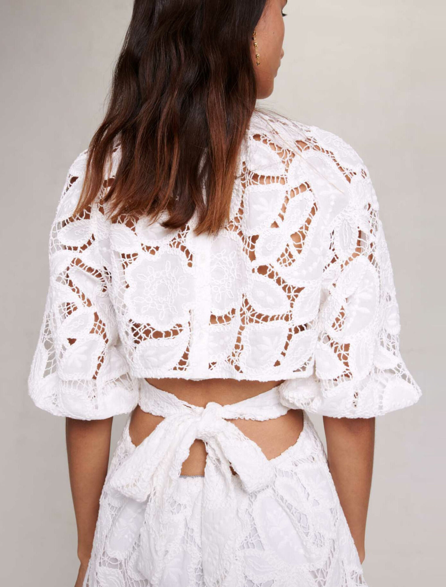 Vestido corto de algodón bordado