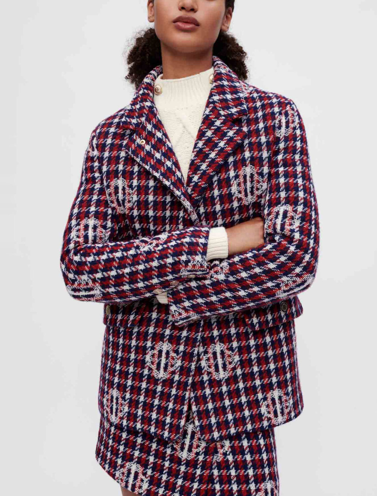 Chaqueta jacquard de cuadros Clover