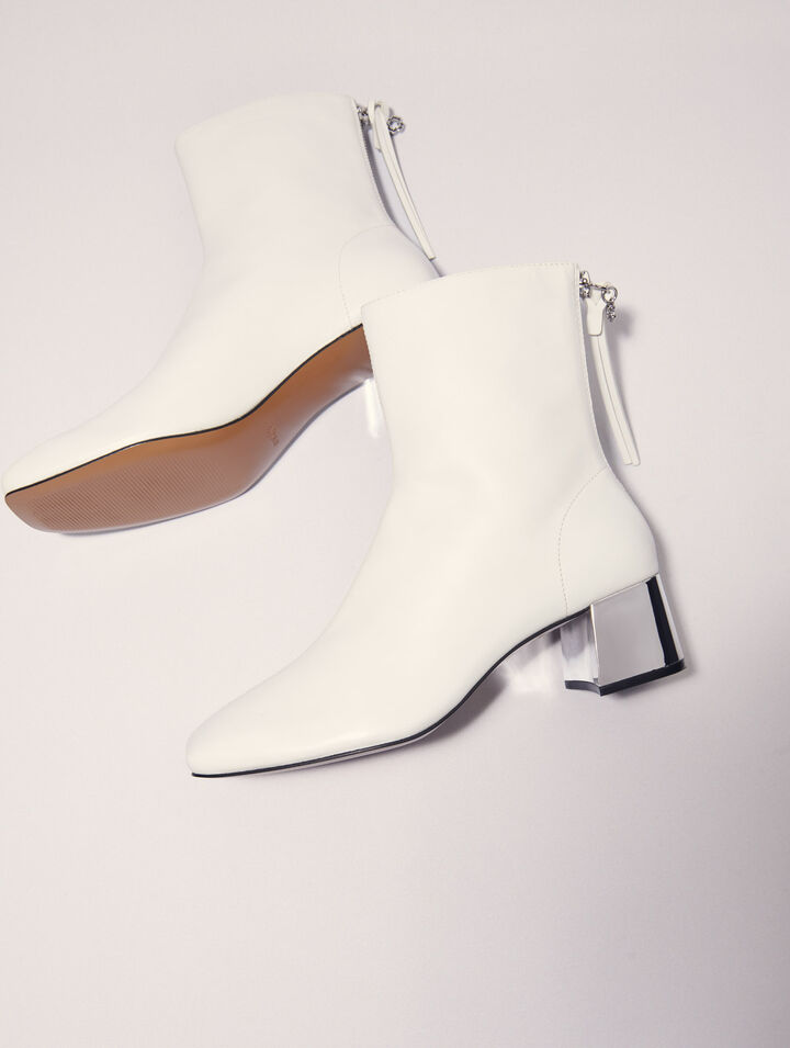 Botines de piel con punta cuadrada