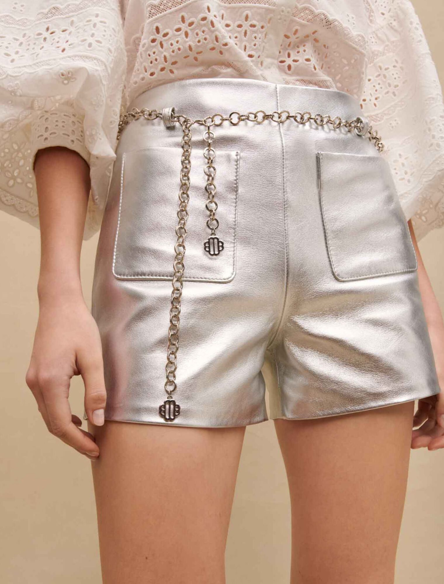 Bermudas de cuero metalizado