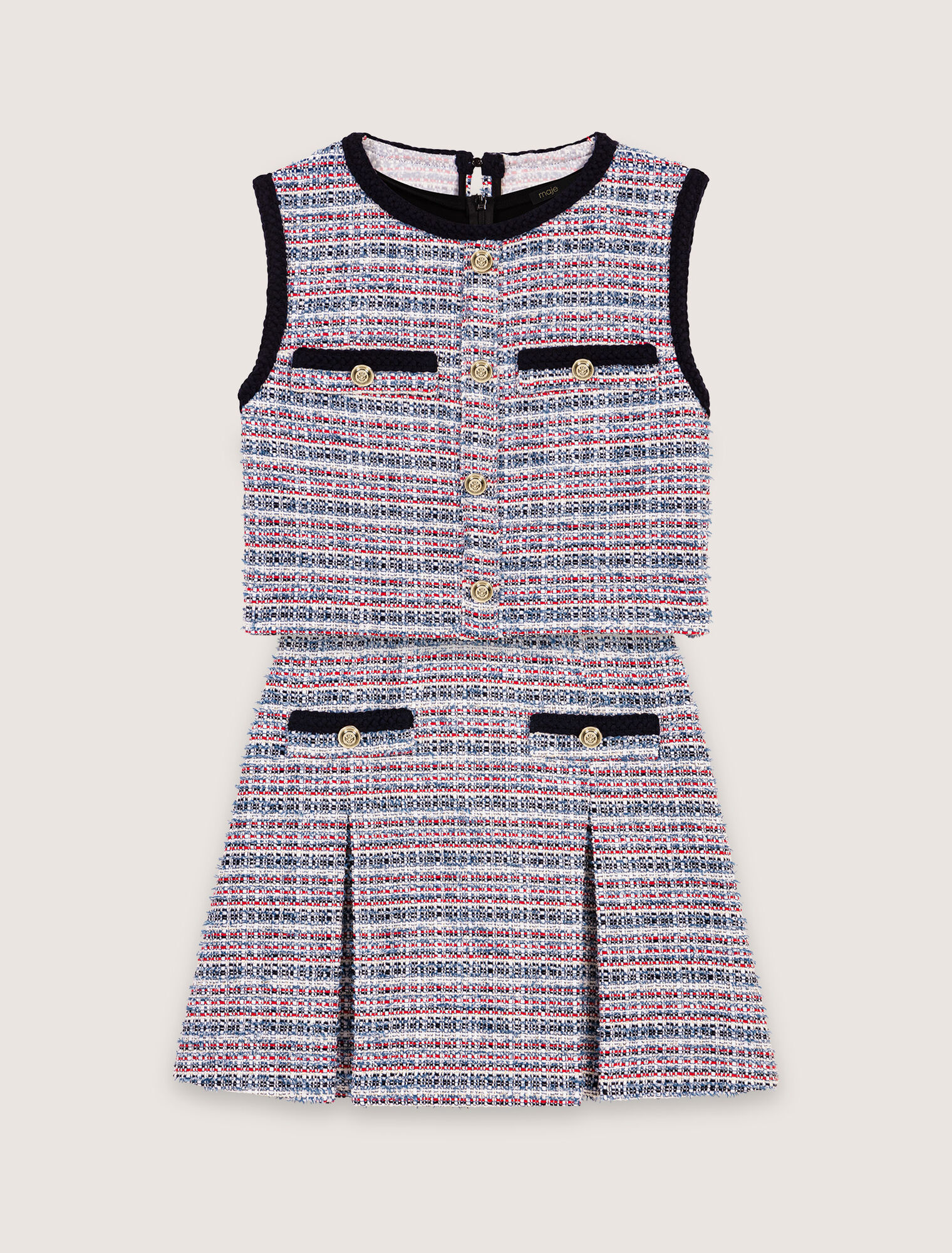 Vestido corto 2 en 1 de tweed