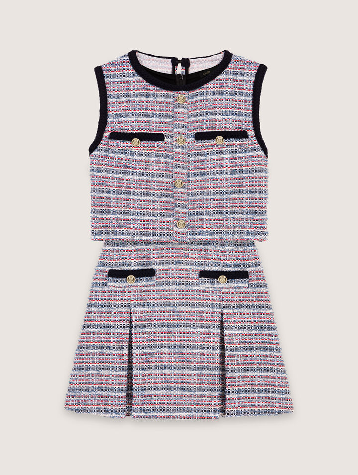 Vestido corto 2 en 1 de tweed