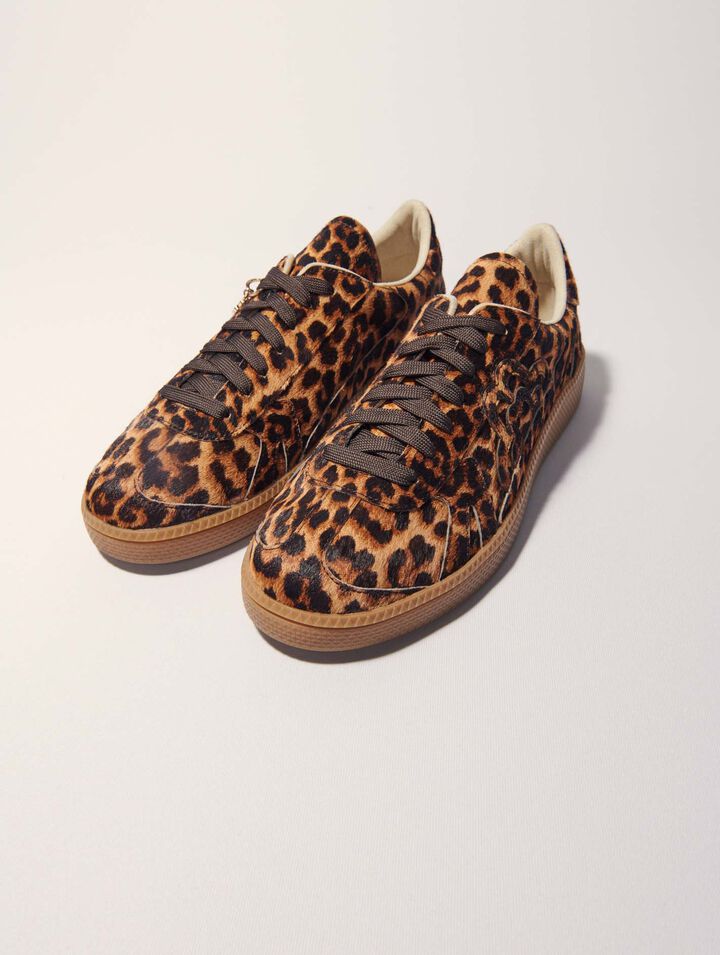 Zapatillas de piel con efecto leopardo