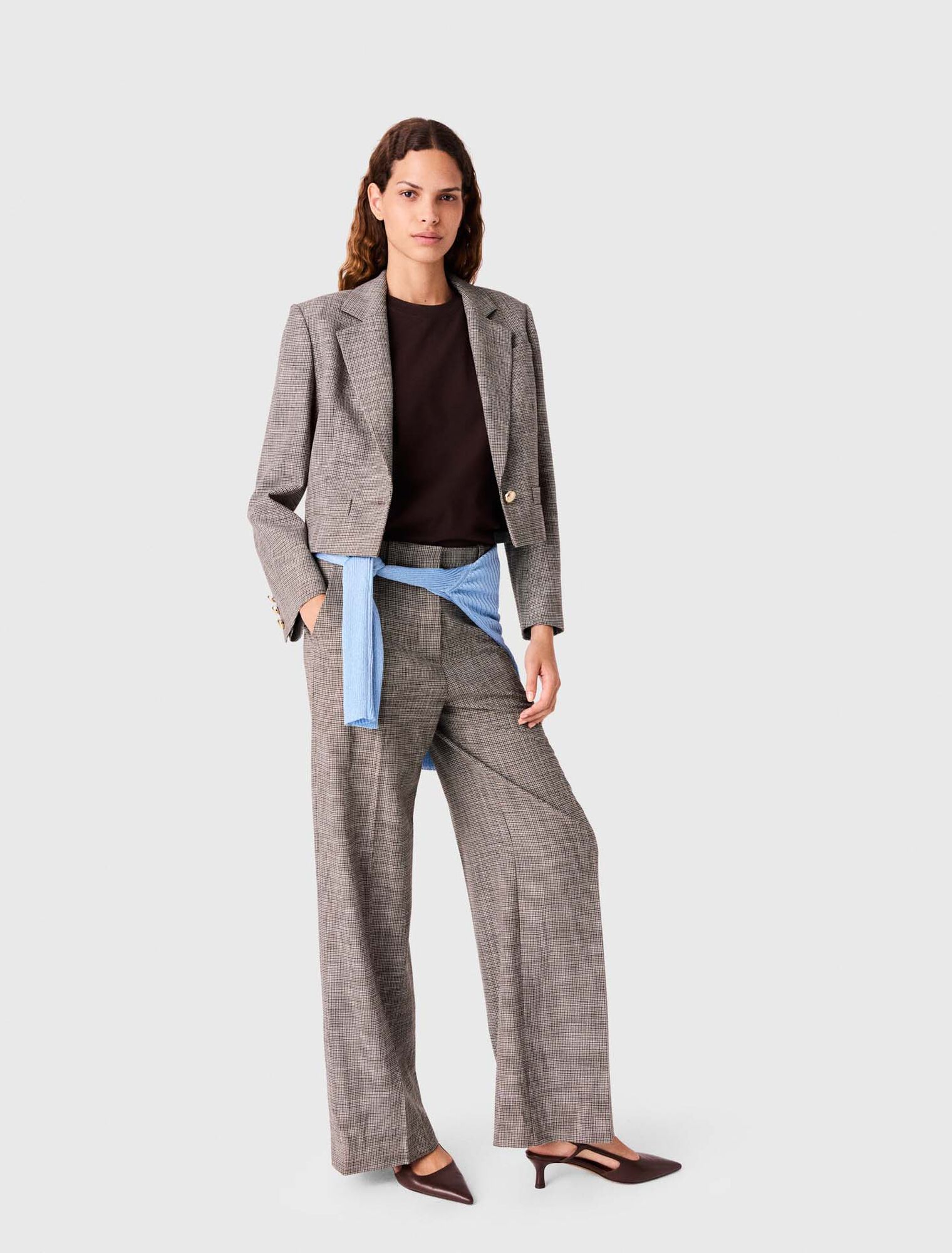 Chaqueta de traje corta a cuadros
