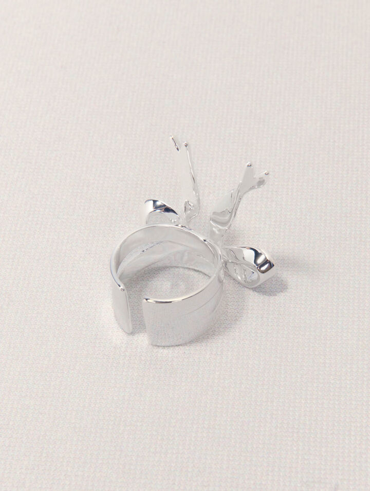 Anillo abierto nudo plateado