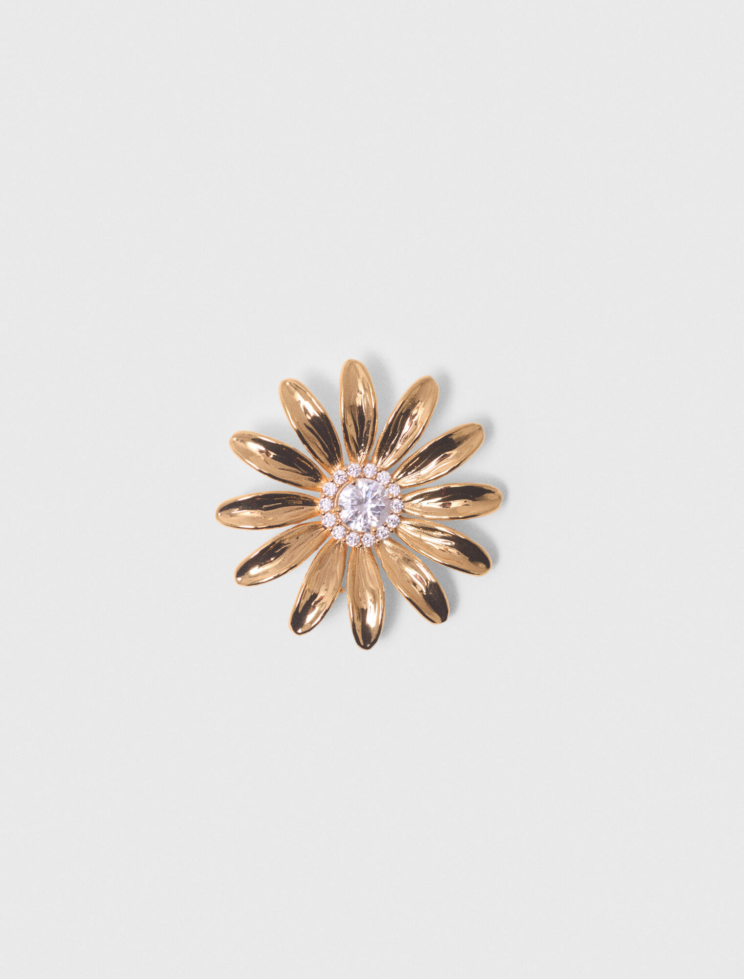 Broche flores doradas con strass
