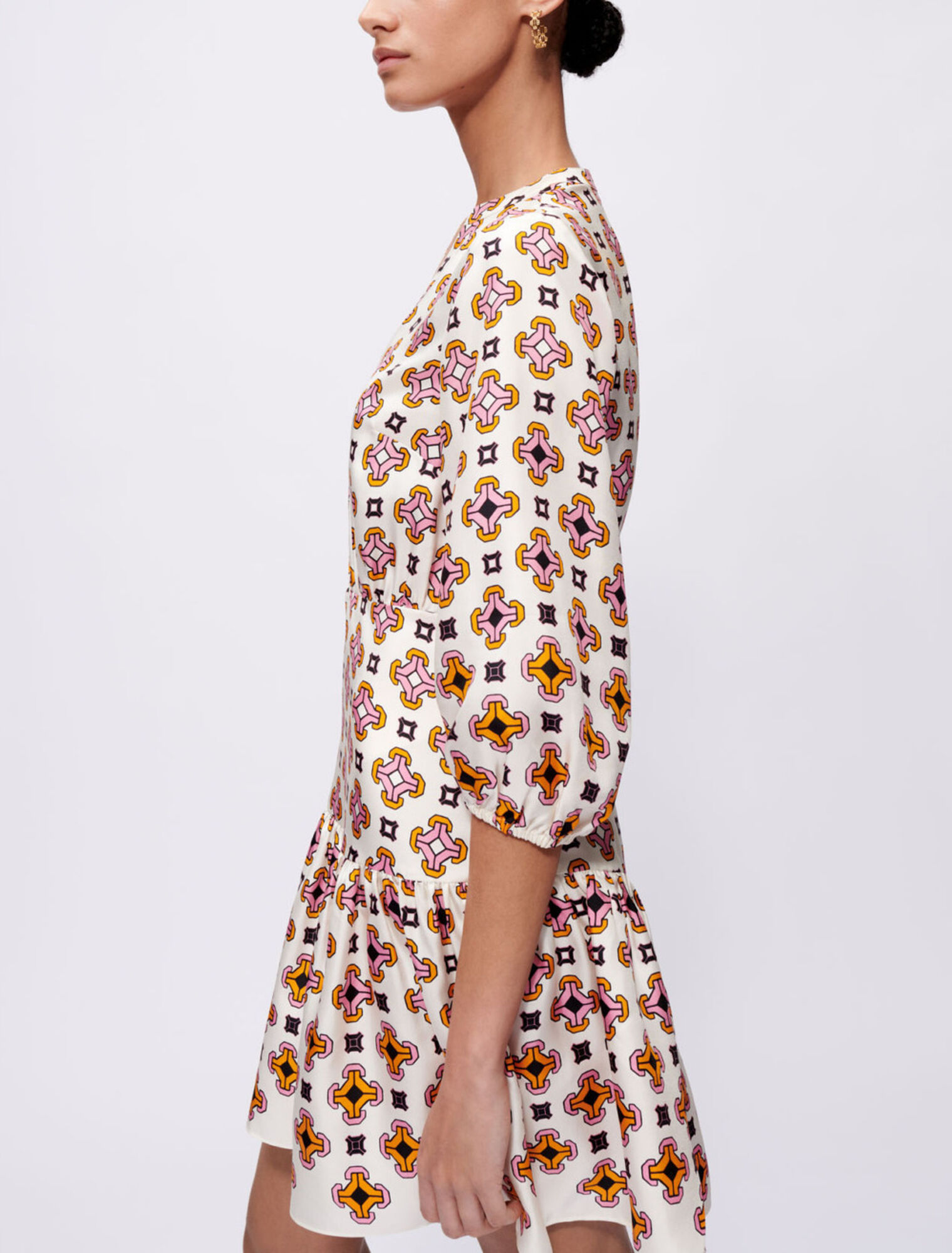 Vestido de seda estampada