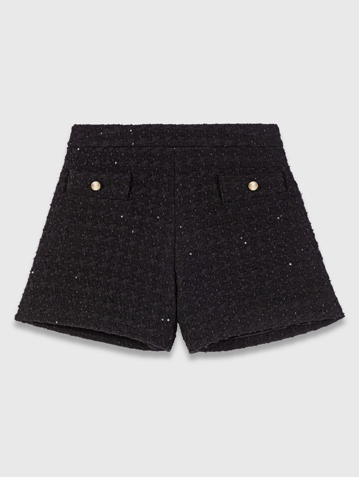 Short de tweed con pedrería