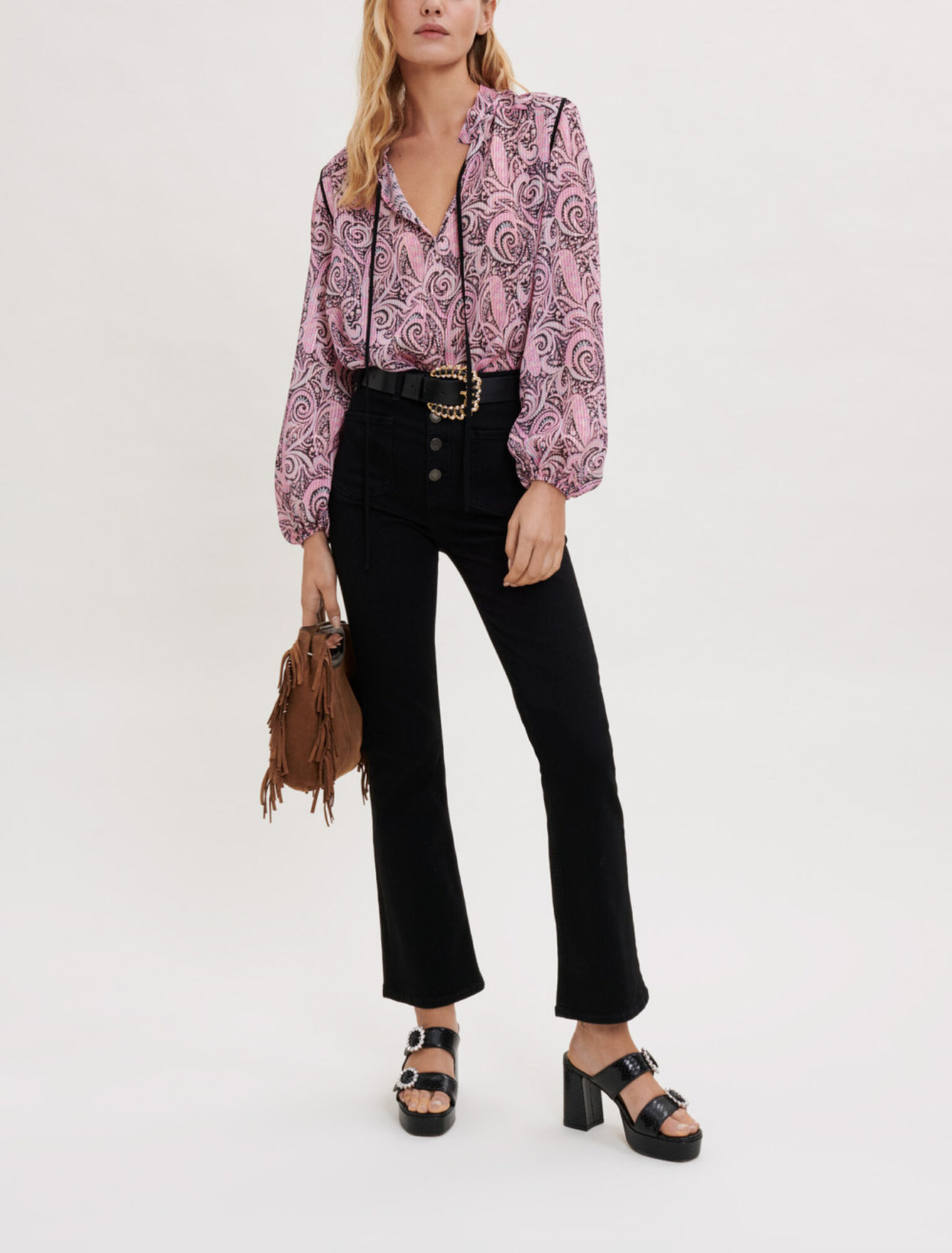 Blusa fluida con estampado Paisley 