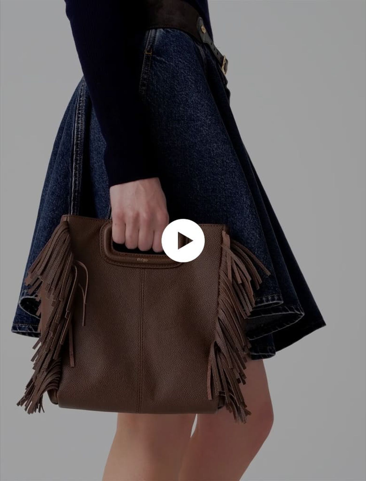 Bolso M de cuero granulado