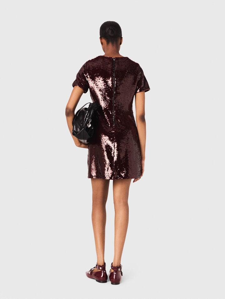 Vestido corto bordado de lentejuelas