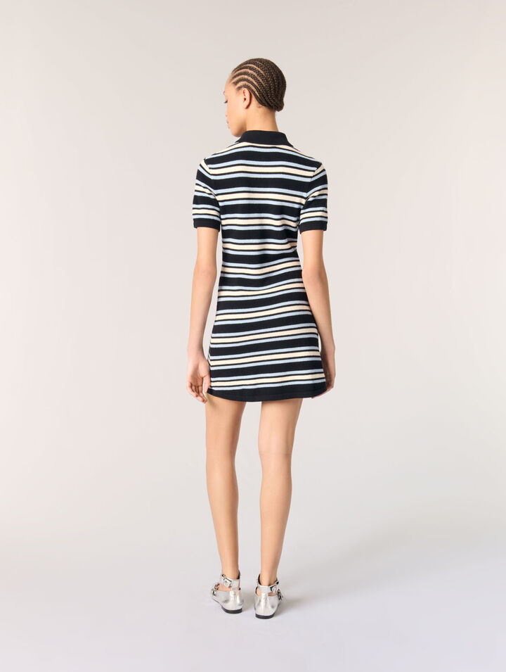 Vestido polo de punto a rayas