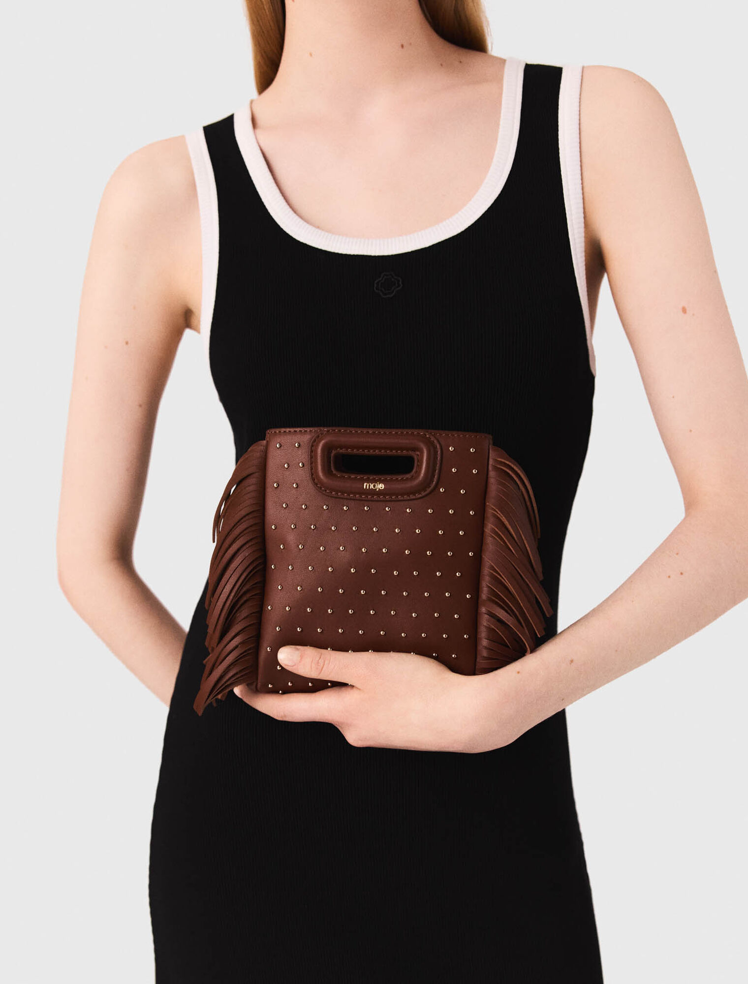 Bolso M mini de cuero y tachuelas