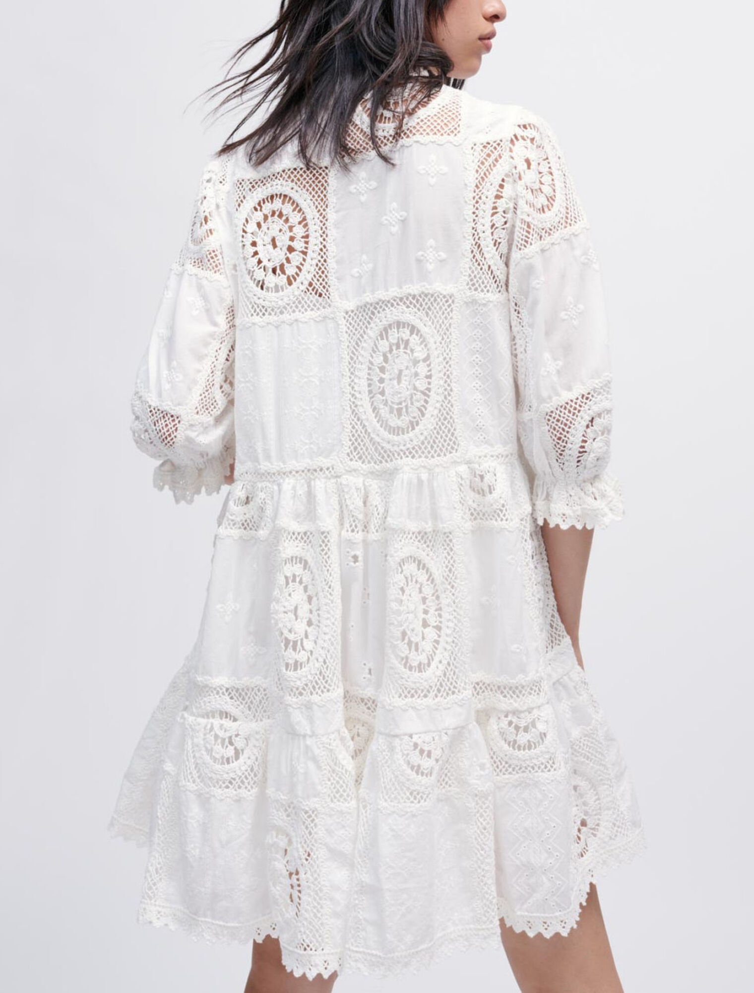 Vestido de gasa y ganchillo