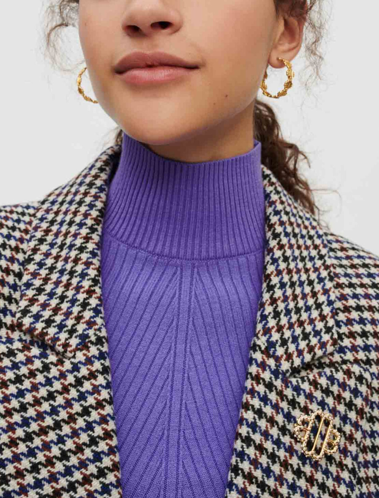Chaqueta de pata de gallo ancha y gruesa