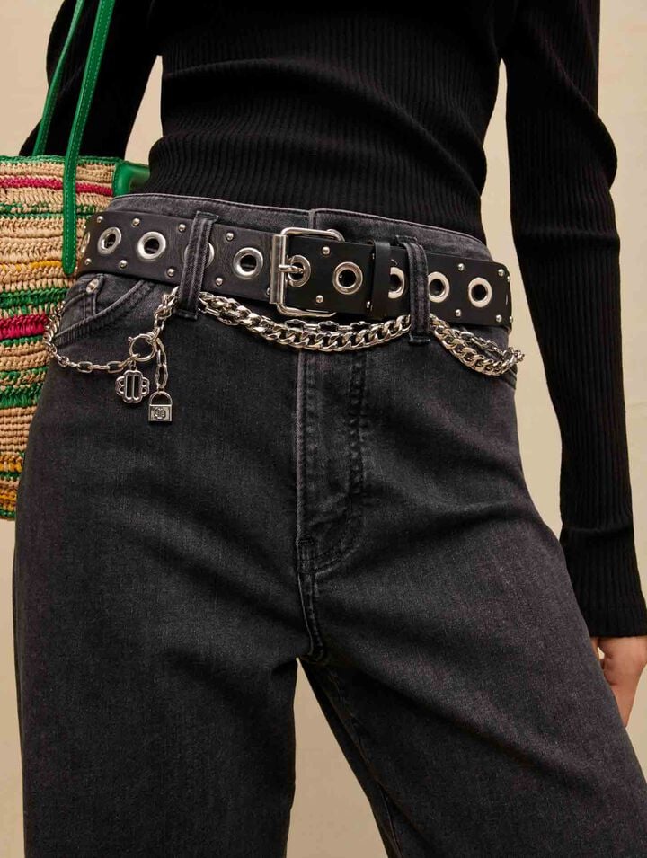 Vaquero baggy negro con cintur&oacute;n