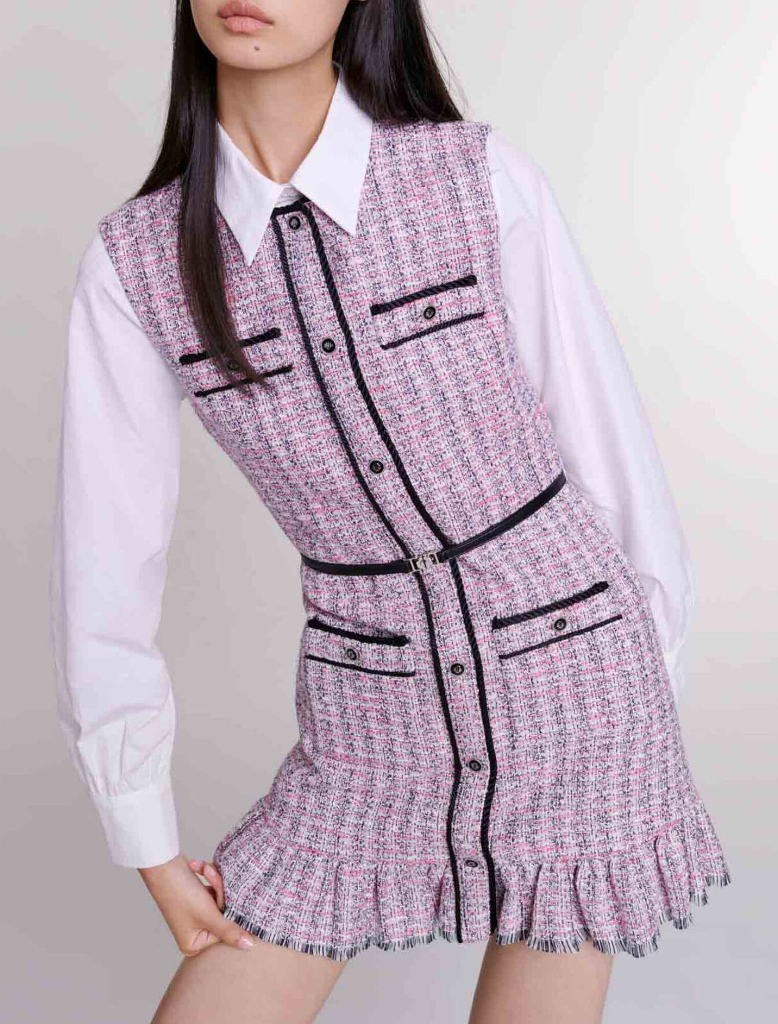 Vestido corto 2 en 1 de tweed