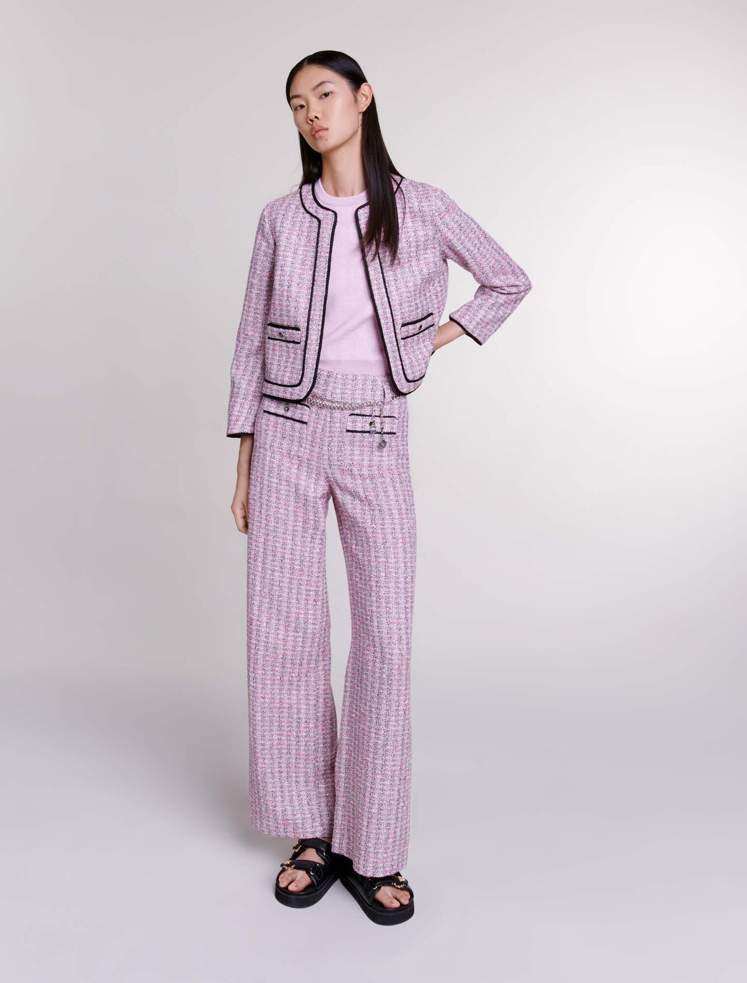 Pantalón ancho de tweed