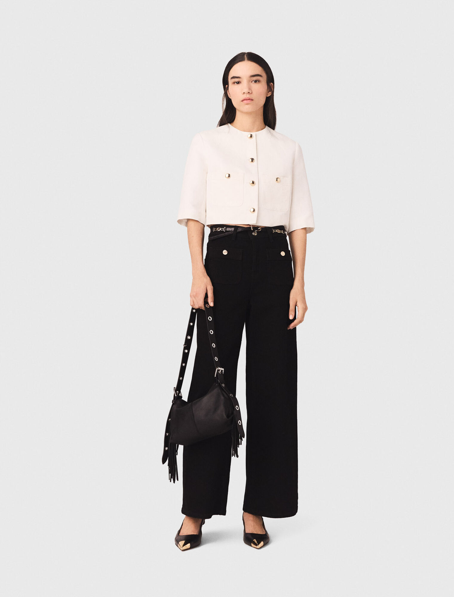 Vaquero recto con bolsillos de parche