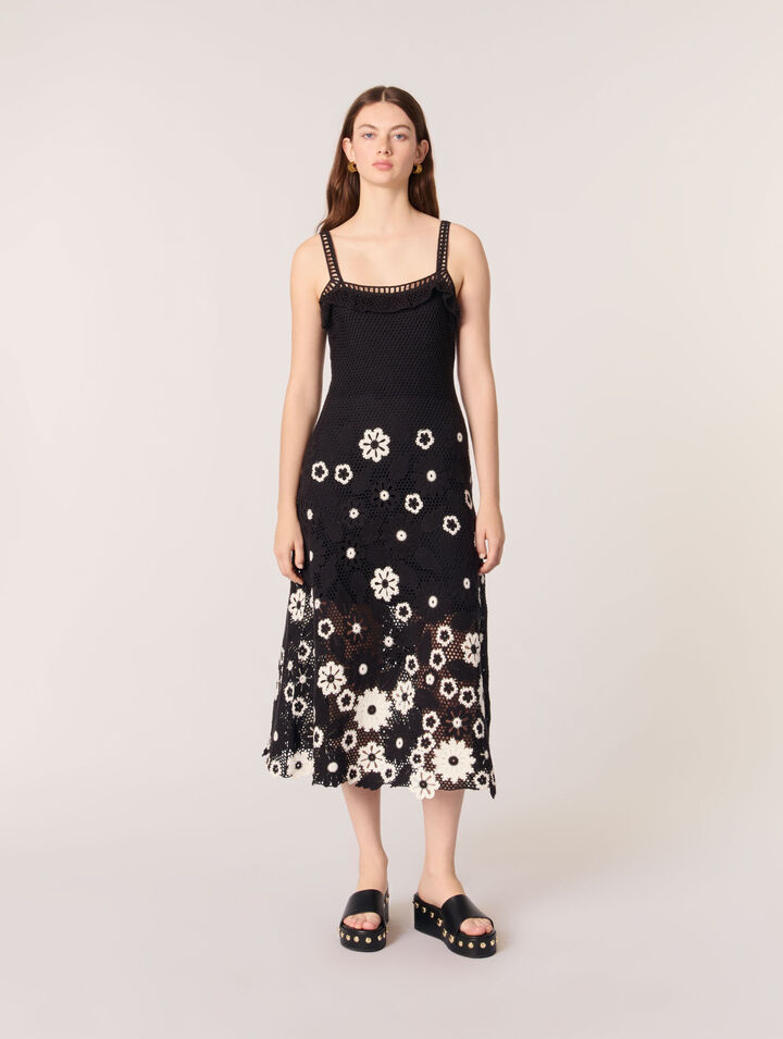 Vestido largo de ganchillo floral